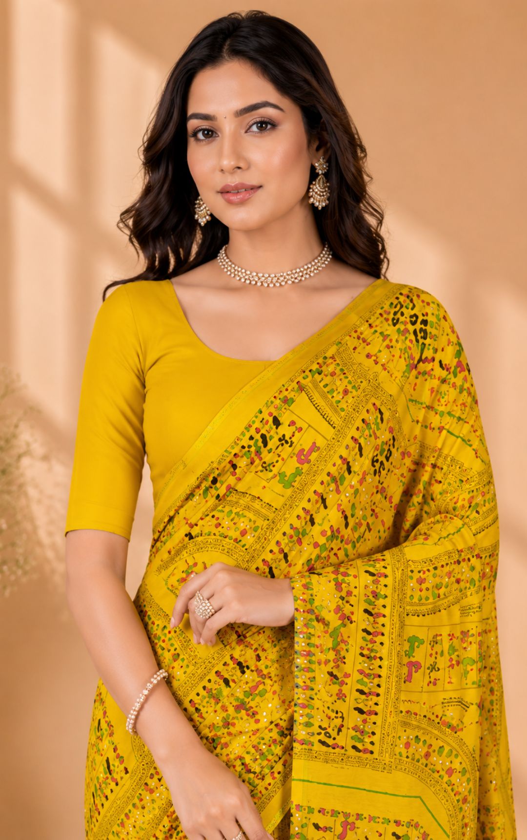 Boutique Specialy Ellow Bandhani Cotton Print Saree