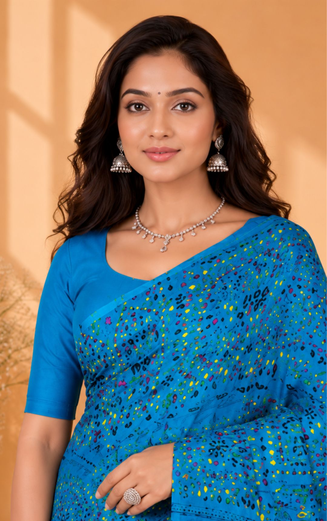 Boutiue Special Vibrant Blue And Pink Bandhani Print Saree With Intricate Border