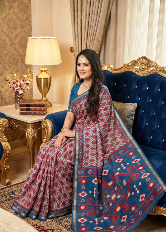 Silk Kanishka Ikkat Cotton Saree