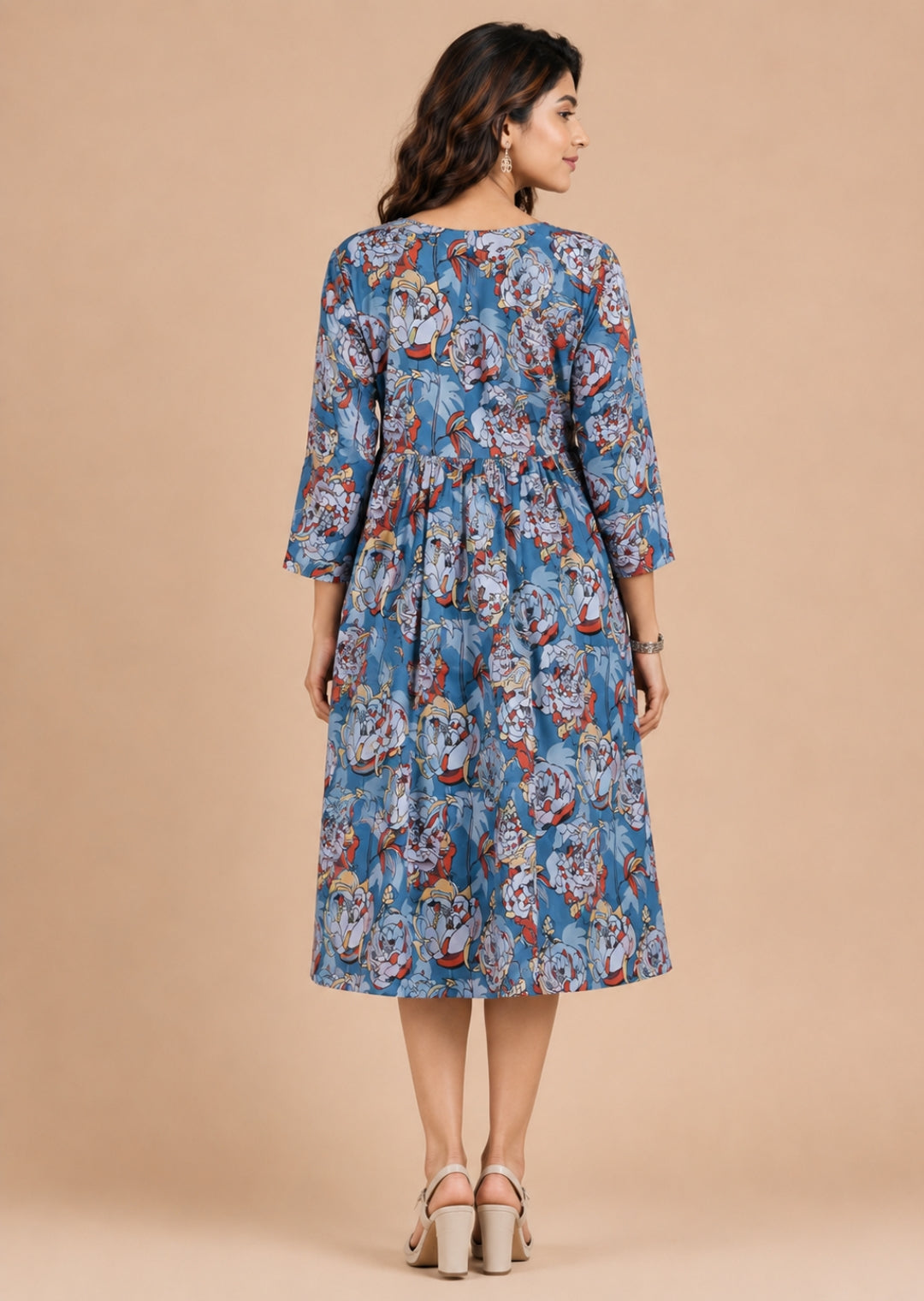 Minu Fashions Women Satin Floral Printed Flared Kurti