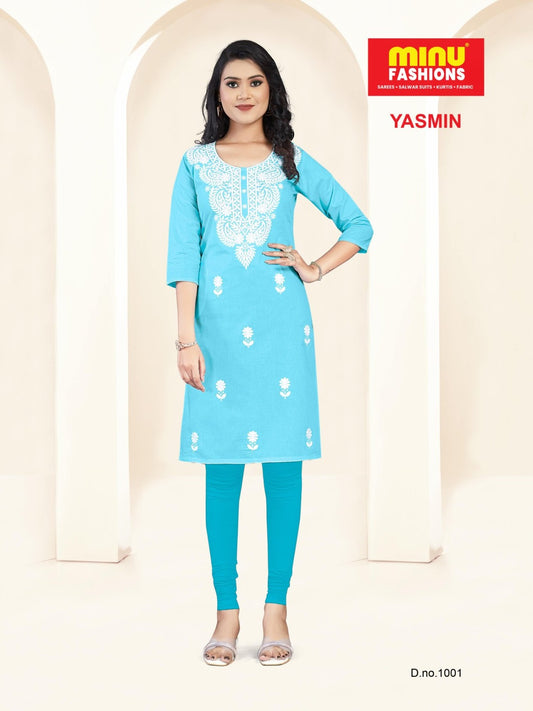 Yasmin Cotton Printed Kurti Blue