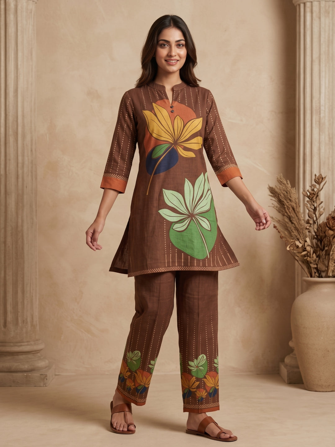 Juni Cotton Slub Digital Print Co-Ord Set for Women