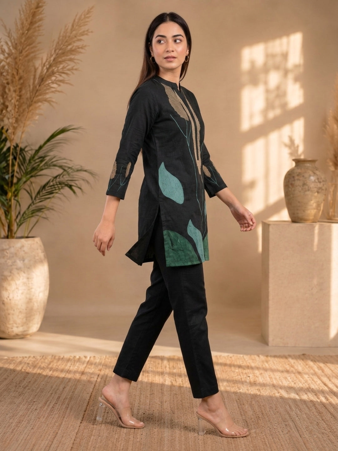 Juni Cotton Slub Digital Print Co-Ord Set for Women
