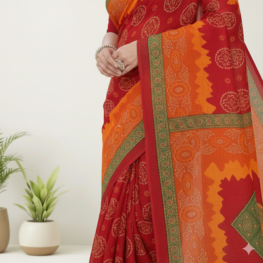 Janak Nandini Cotton Embroidery Saree