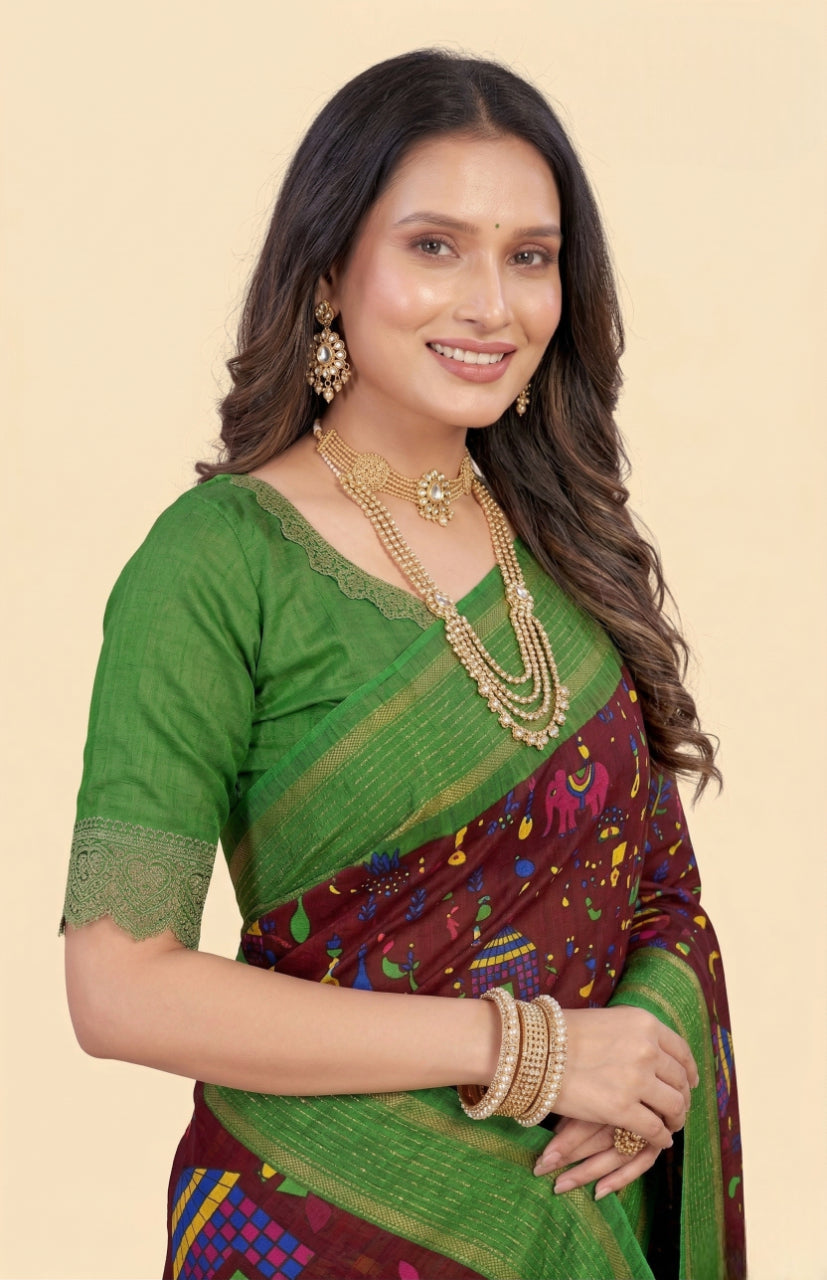 Boutique Special Maroon Saree
