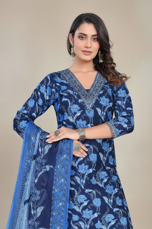 Indigo Star Cotton Printed Stitched Salwar Suit XL 1006