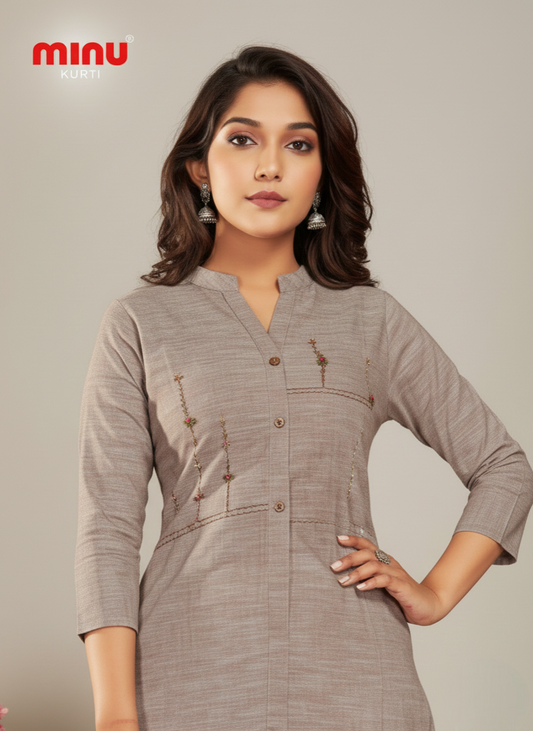 Cranberry Cotton Kurti 1005