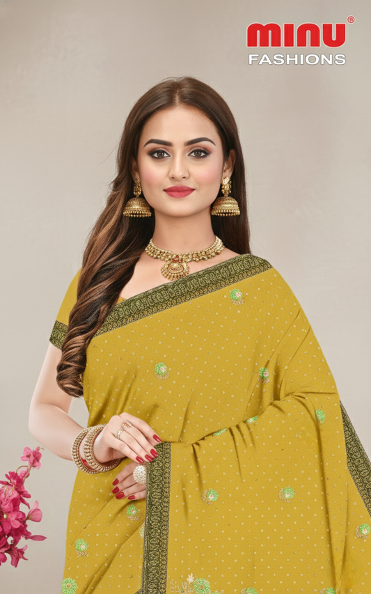 Craftry Cotton Embroidery Saree