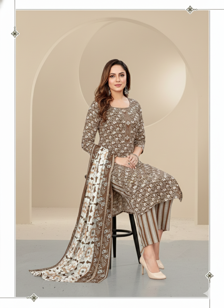 Olympics 2 Cotton Printed Stitched Salwar Suit 2006