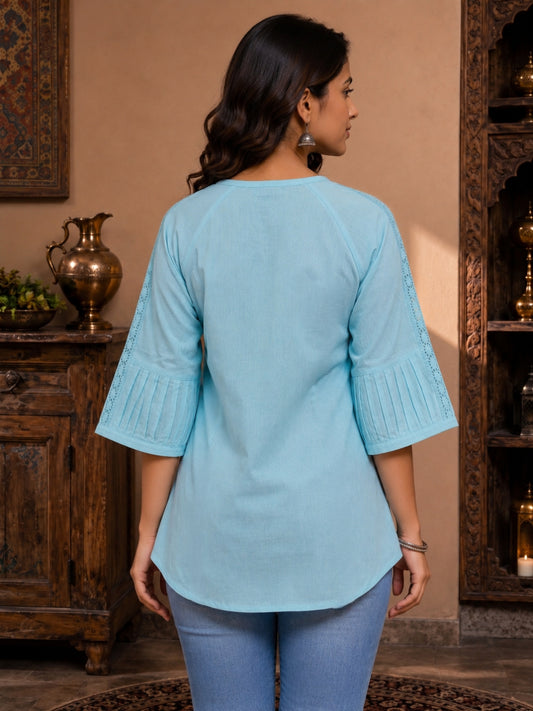 Minu Nidhi Women Solid Colour Round Neck Top