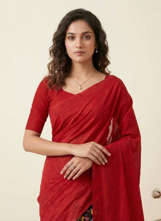 Saachi V-17 Pure Cotton Half-Half Printed Daily Wear Saree 11260