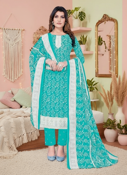 Super Cool Cotton Printed Stitched Salwar Suit XXL 3002