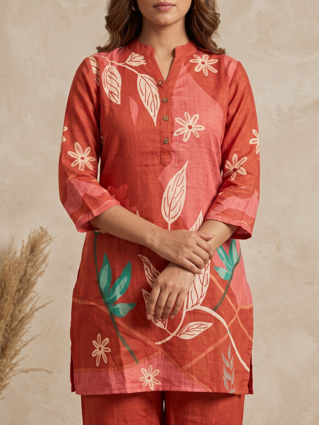 Juni Cotton Slub Digital Print Co-Ord Set for Women