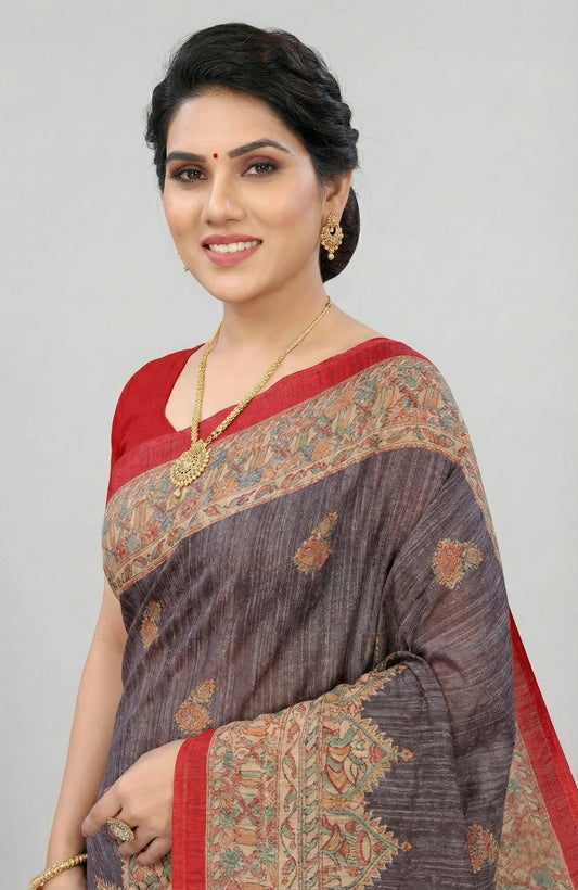 Madhubani Kantha Malai Cotton Printed Saree Premium Cotton Saree