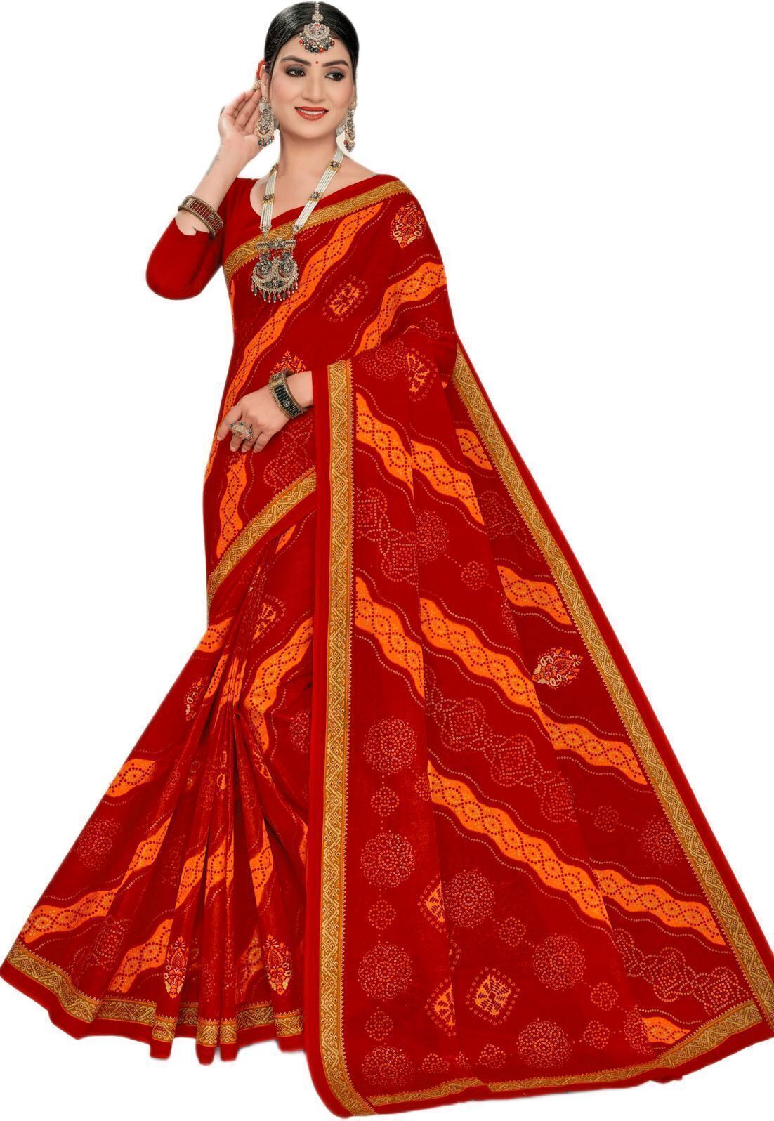 Humraaz chunri print pure cotton saree for daily wear – Minu Fashions