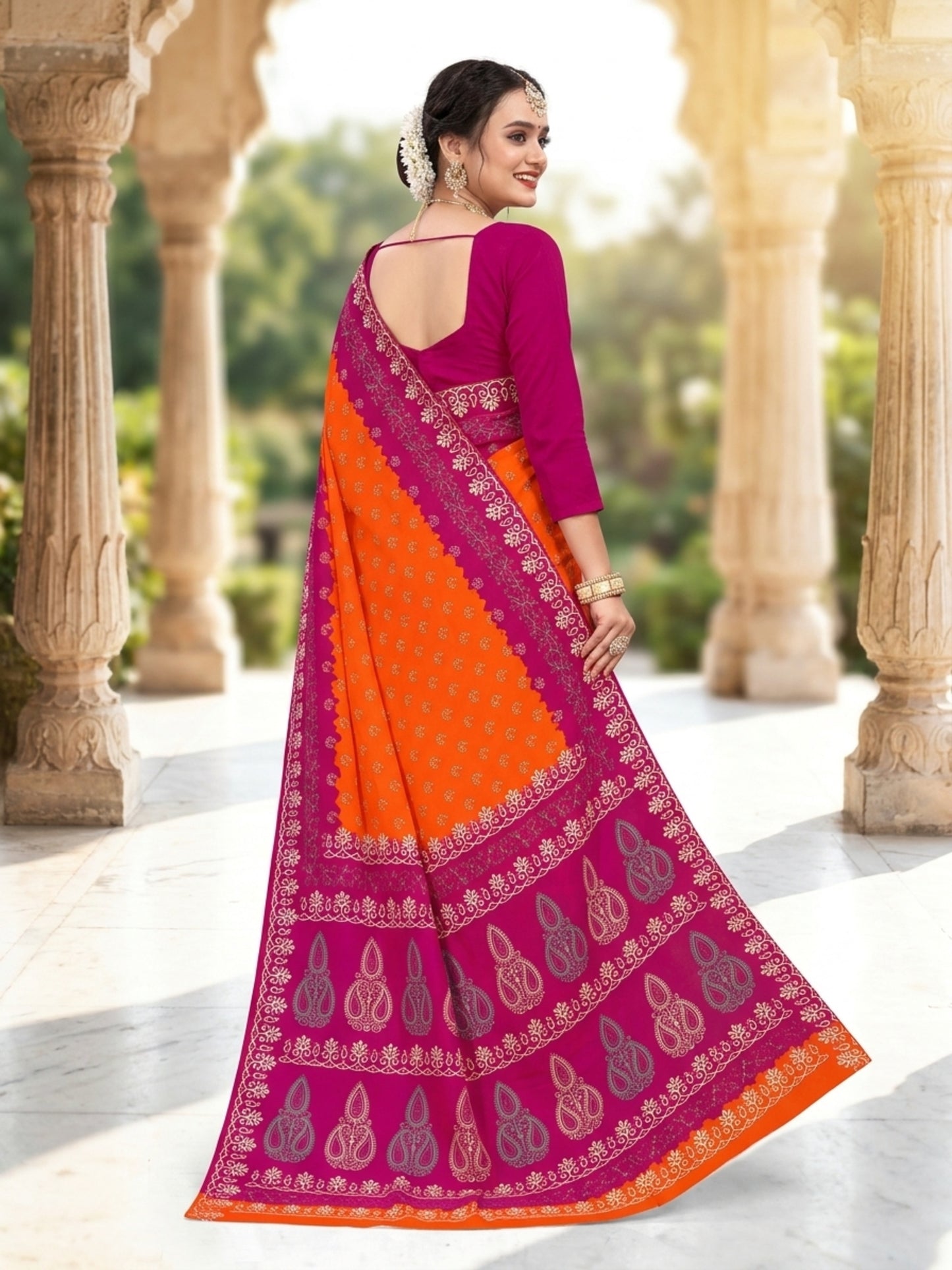 Pure Cotton Saree for Women Soft Lightweight Printed Daily Wear Traditional Casual Office Wear Saree (Copy)