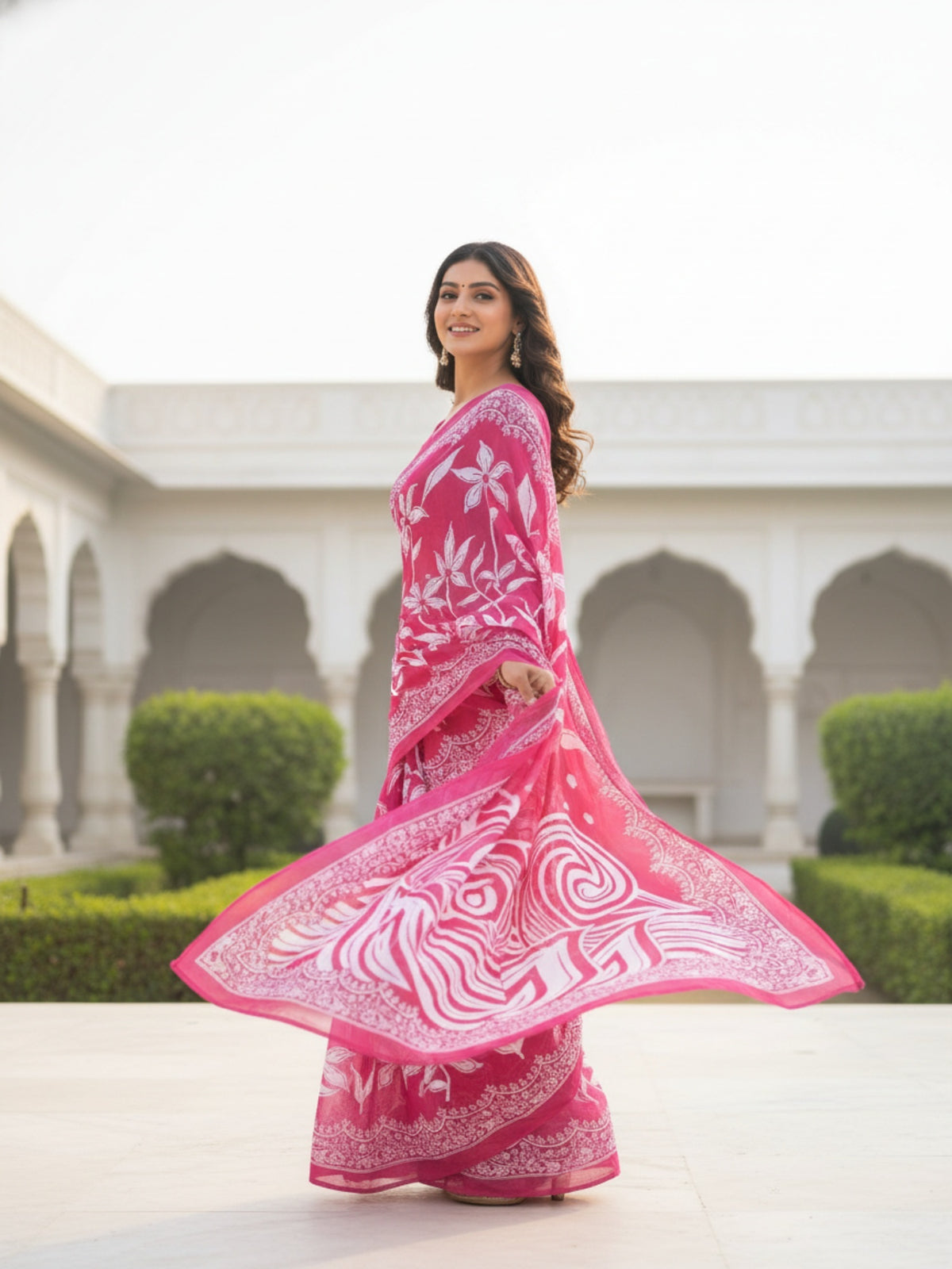 Malang 94 Pure Cotton Printed Daily Wear Saree – Pink