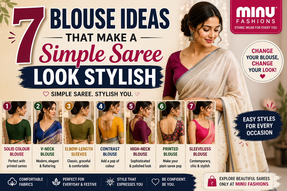 7 Blouse Ideas That Make a Simple Saree Look Stylish