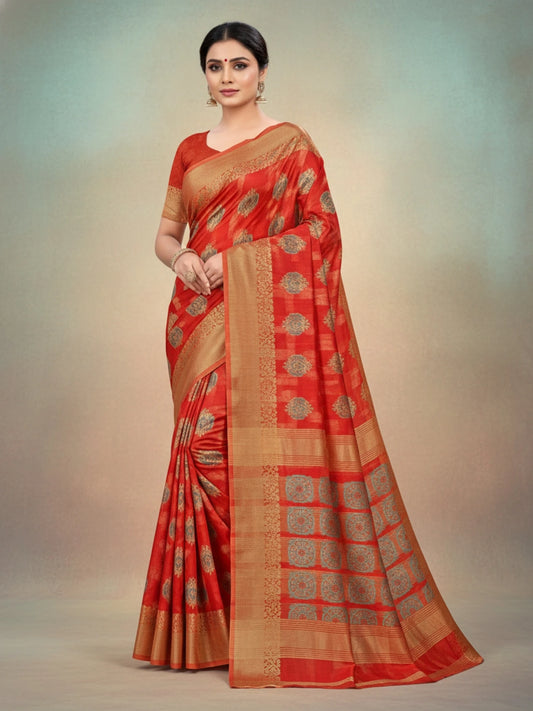 Minu fashions Printed Daily Wear Pure Cotton Saree ( Meganta)
