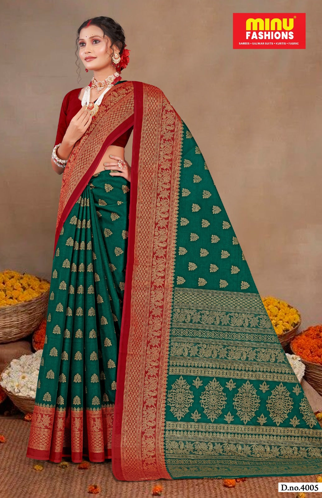 Gold Star Malai Cotton Printed Saree 4005