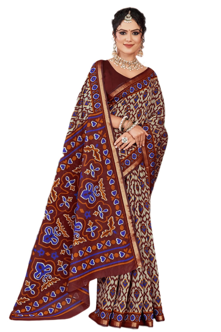 Silk Kanishka Ikkat Premium Cotton Saree