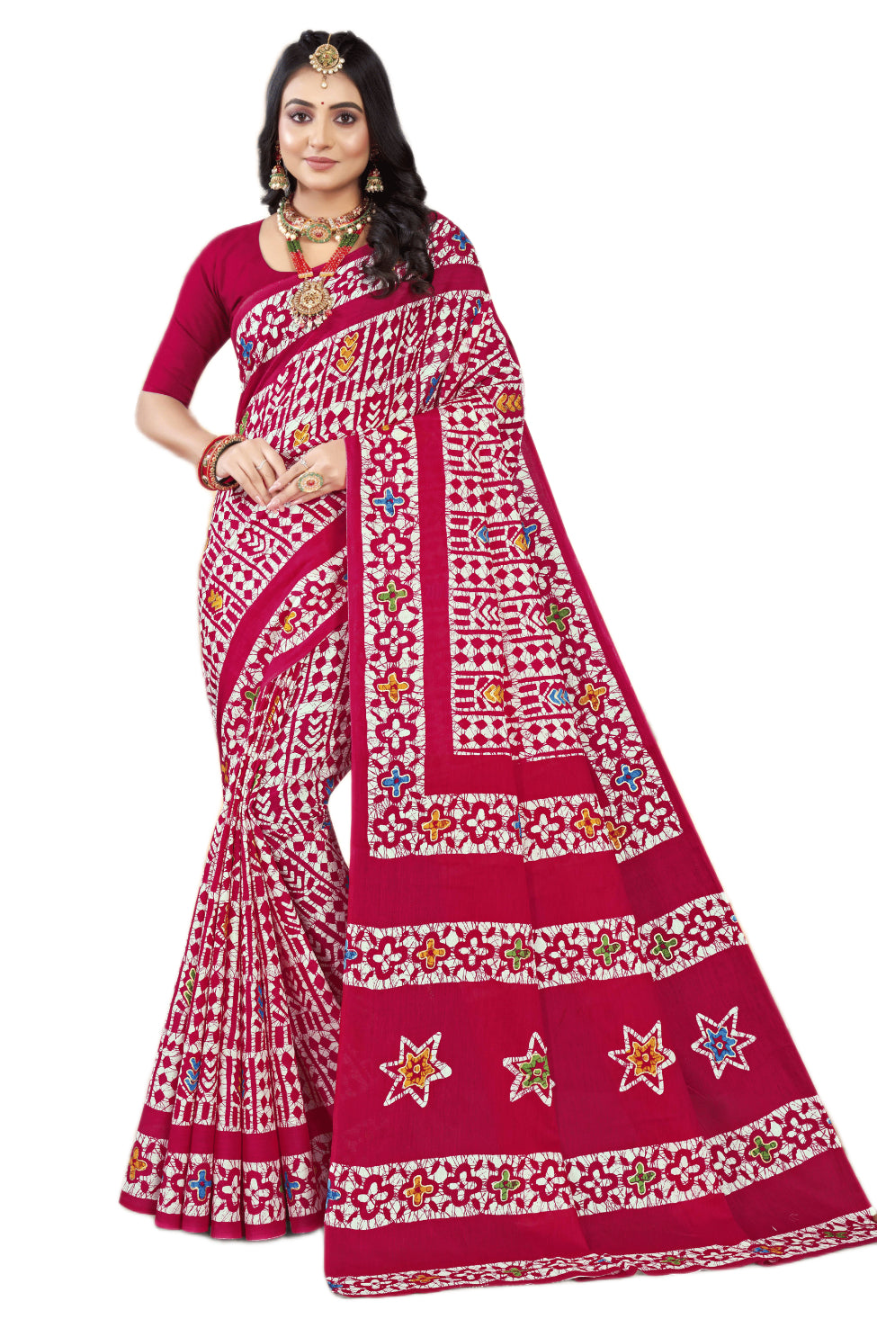 Gold Batik Pure Cotton Sarees