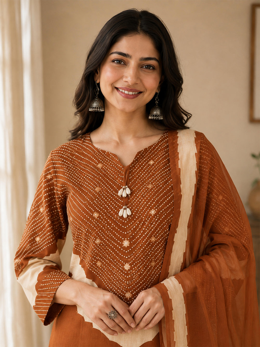 Himanshi Women Orange Pure Cotton Straight Kurta Set with Palazzo & Dupatta | Ank