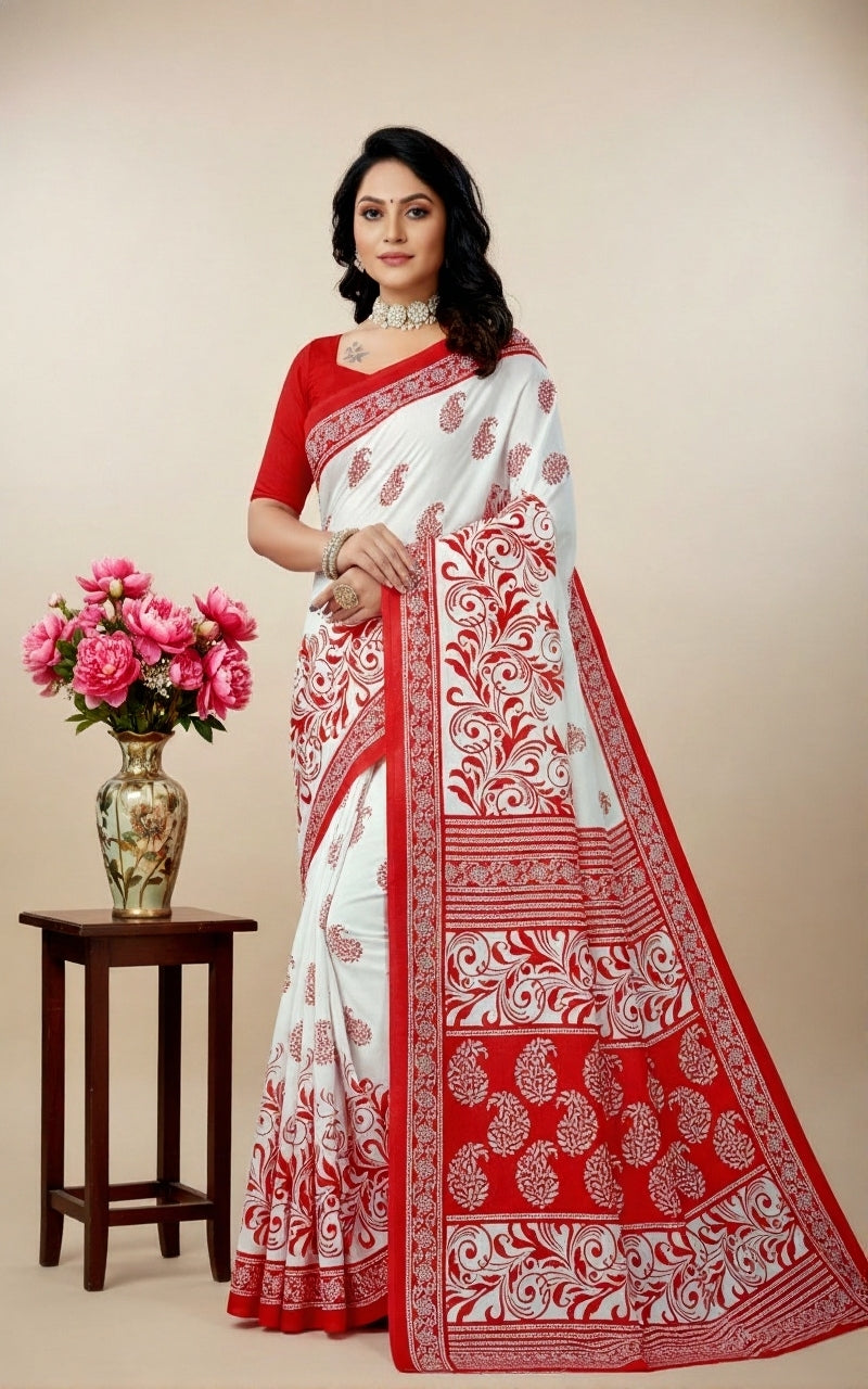 Saptapar Cotton Printed Saree A1