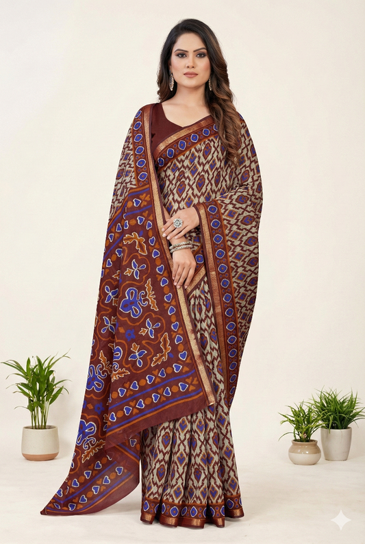 Silk Kanishka Ikkat Premium Cotton Saree
