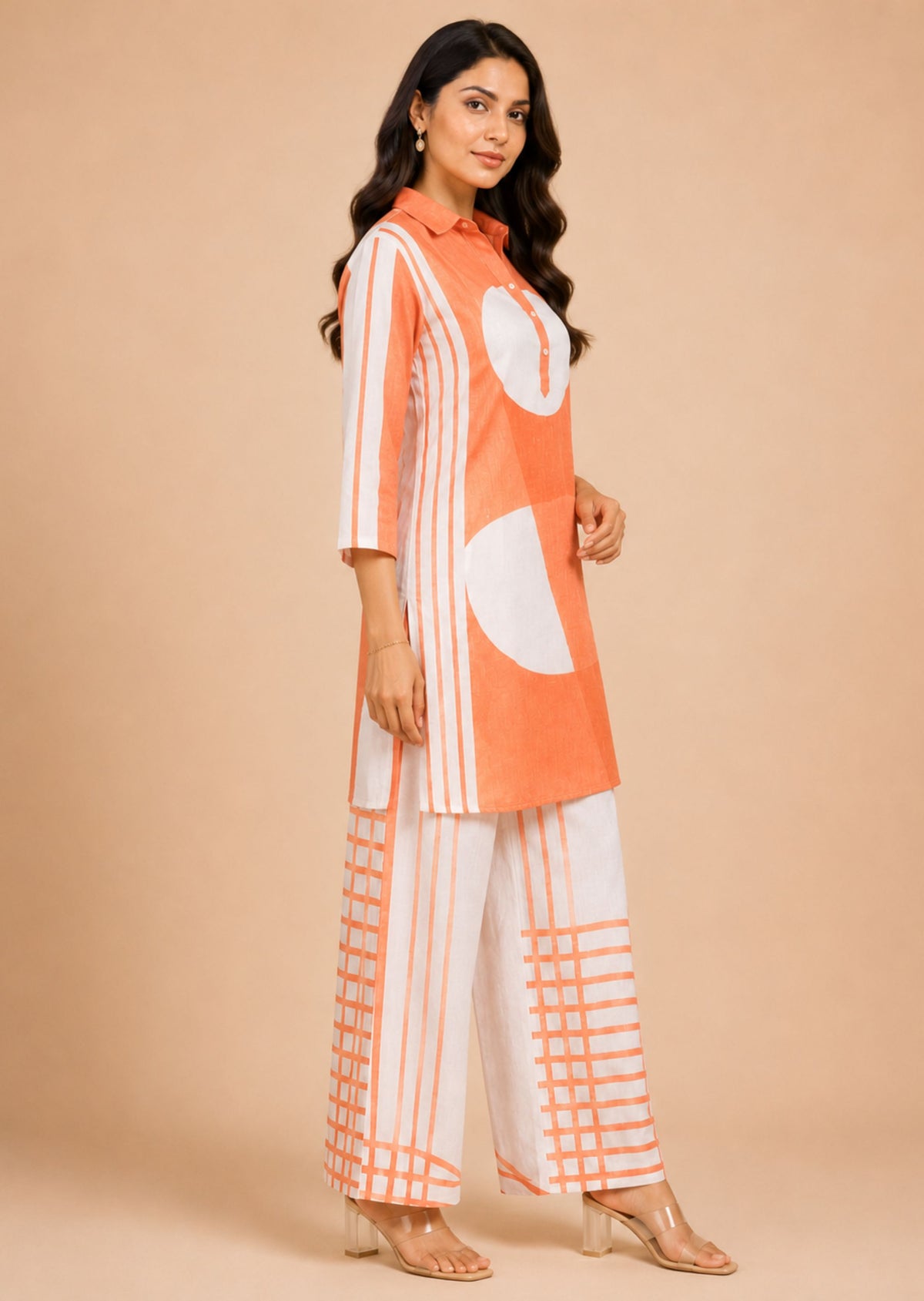 Juni Women Abstract Printed Co-Ord Set | Straight-Fit Kurta with Matching Trousers | Soft & Breathable Fabric | Comfortable Everyday Ethnic Wear | Minu