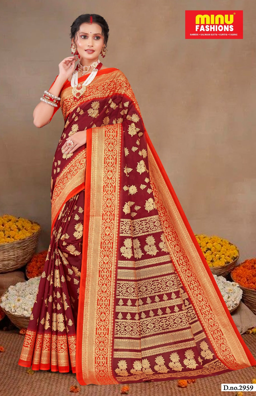 Gold Star Malai Cotton Printed Saree 2959