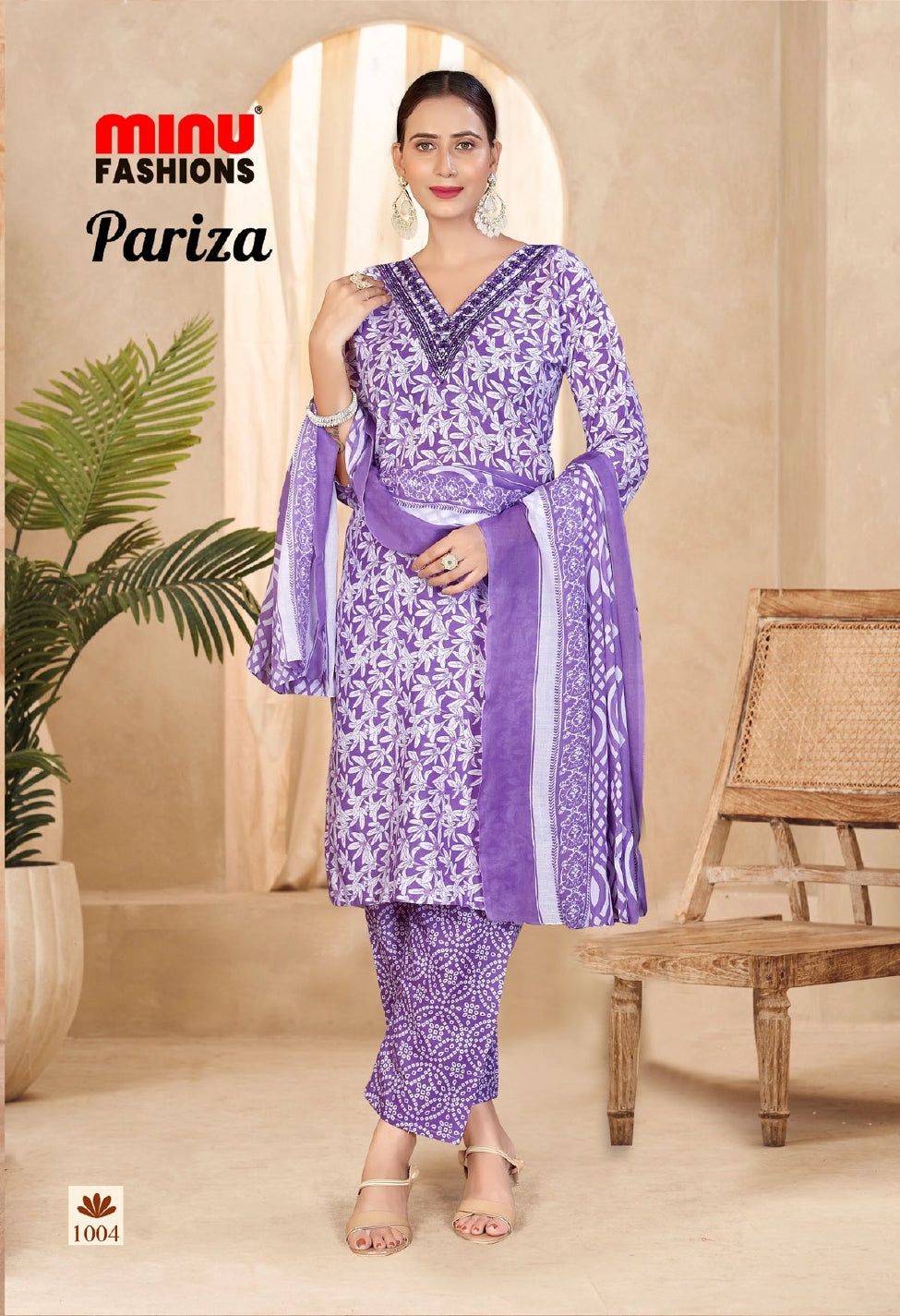Pariza Cotton Printed Stitched Salwar Suit Purple 1004
