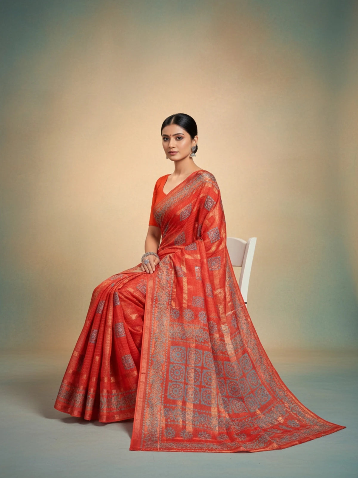 Minu fashions Printed Daily Wear Pure Cotton Saree ( Meganta)