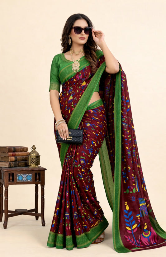 Boutique Special Maroon Saree