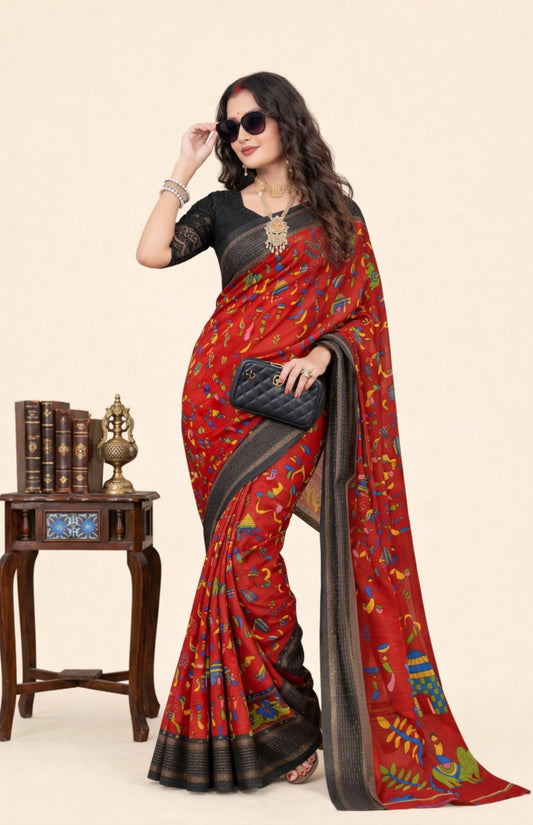 Boutique Special cotton printed saree V3-07 – Minu Fashions