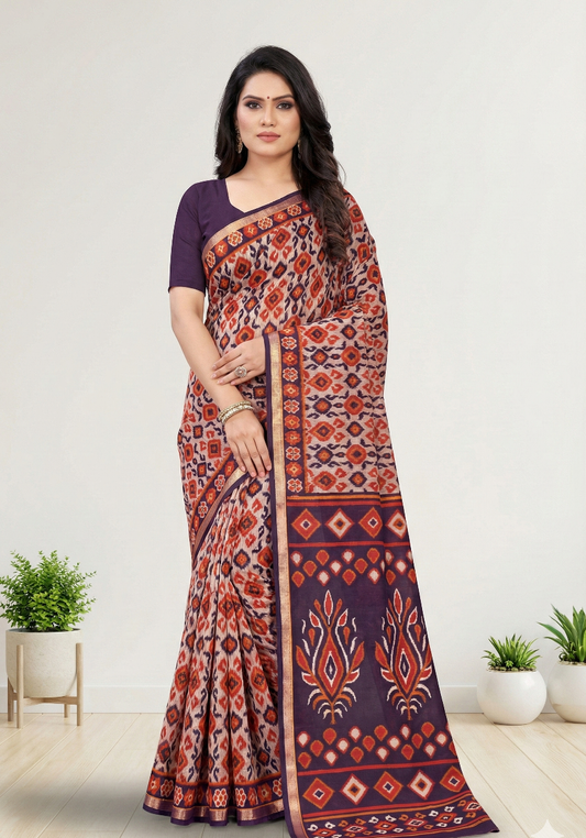 Silk Kanishka Ikkat Soft Cotton Saree