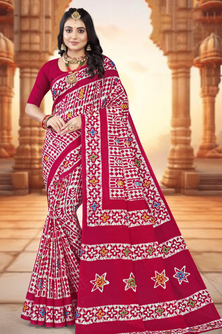 Gold Batik Pure Cotton Sarees