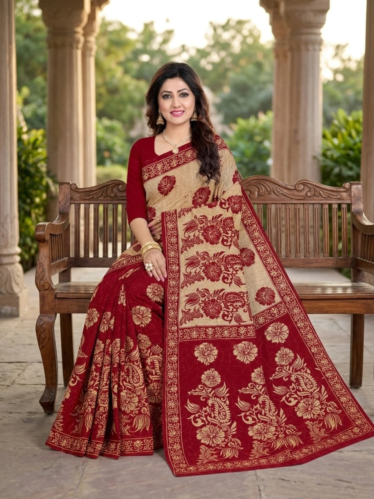 Minu fashions Printed Daily Wear Pure Cotton Saree (Multicolor)
