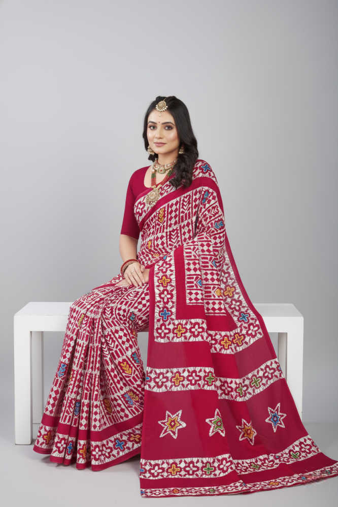 Gold Batik Pure Cotton Sarees