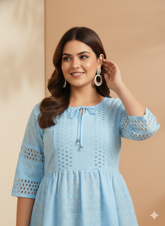 Priya cotton kurti in blue – Minu Fashions