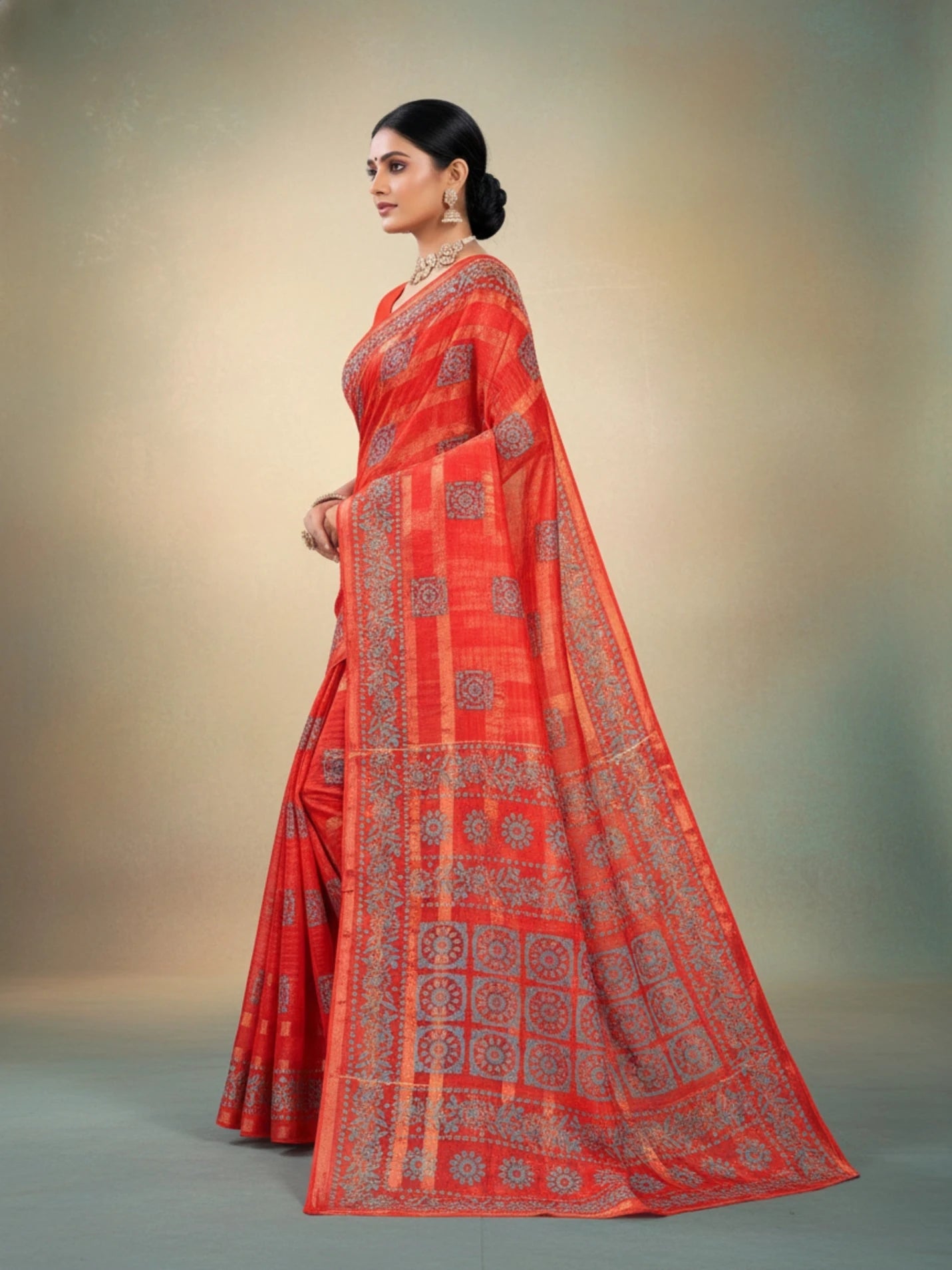 Minu fashions Printed Daily Wear Pure Cotton Saree ( Meganta)