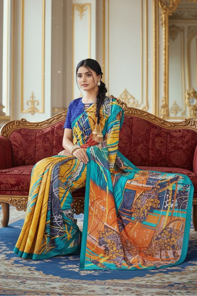 Ambarsariya Cotton Digital Printed Saree 4051