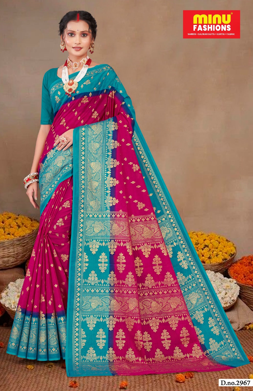 Gold Star Malai Cotton Printed Saree 2967