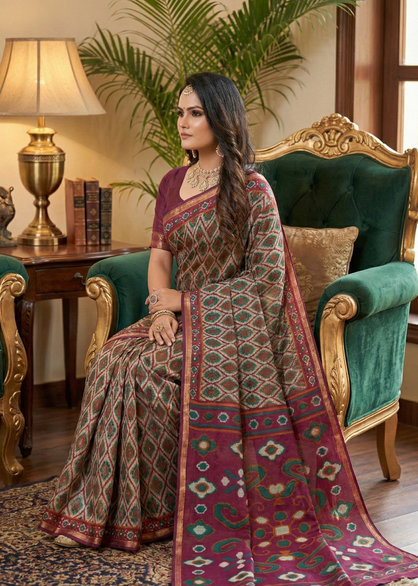 Silk Kanishka Ikkat Premium Cotton Saree