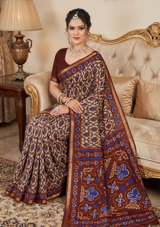 Silk Kanishka Ikkat Premium Cotton Saree