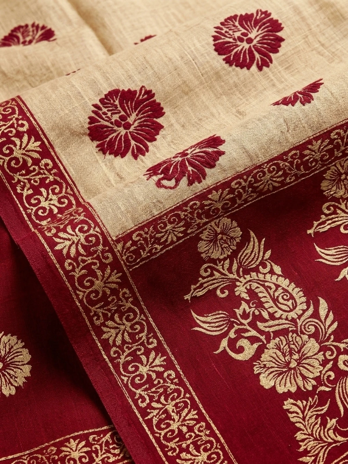 Minu fashions Printed Daily Wear Pure Cotton Saree (Multicolor)
