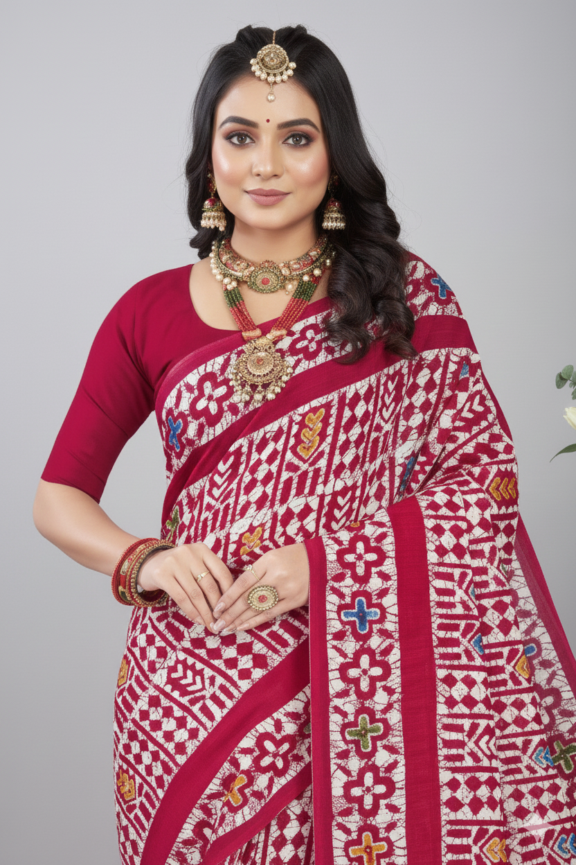 Gold Batik Pure Cotton Sarees