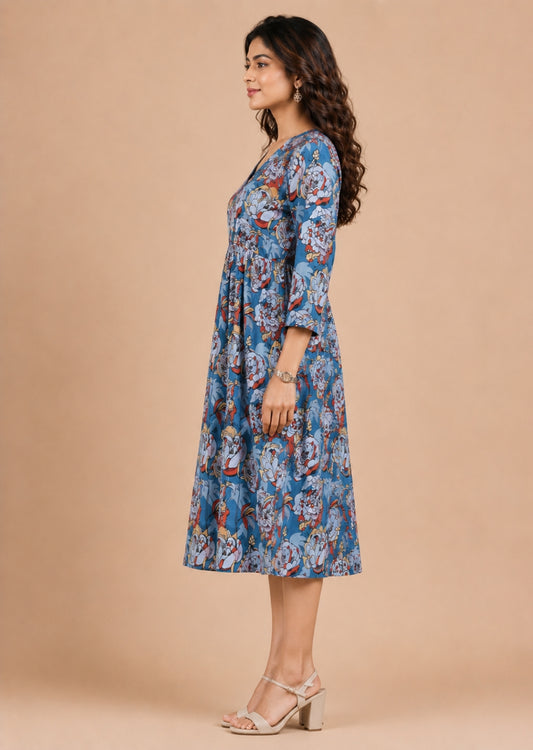 Minu Fashions Women Satin Floral Printed Flared Kurti