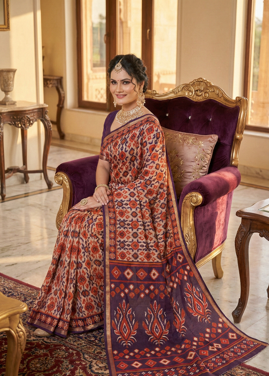 Silk Kanishka Ikkat Soft Cotton Saree