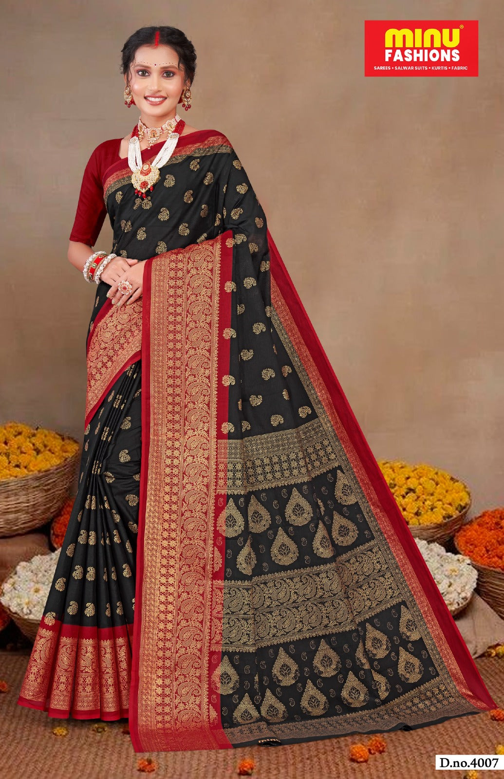 Gold Star Malai Cotton Printed Saree 4007